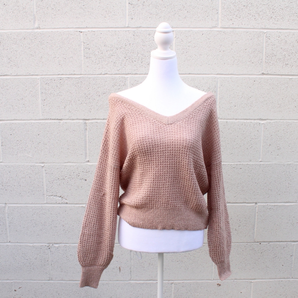 Mocha long sleeve knitted top